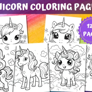 Unicorn Coloring Pages, Unicorn Coloring Pages For Kids, Instant Digital Download