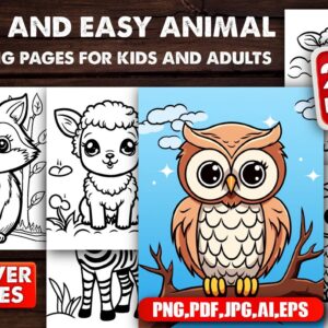 234 Bold & Easy Animal Coloring Pages, Printable Coloring Book for Kids and Adults, Instant Digital Download