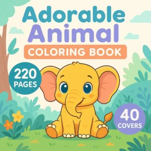 220 Cute Animal Coloring Pages for Kids, Printable Coloring Book, 8.5x11”, Instant Digital Download