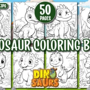 CUTE DINOSAUR COLORING BOOK PAGES