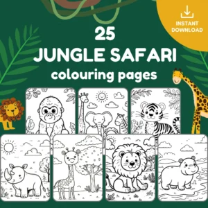 Jungle animal coloring book printable coloring pages safari themed coloring ebook homeschool printable kids