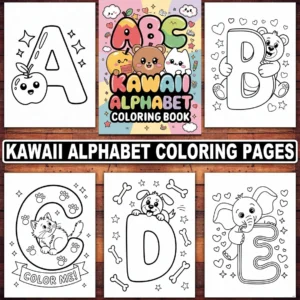 Kawaii Alphabet Coloring Pages Digital Download, 26 Cute and Educational ABC Designs for Kids